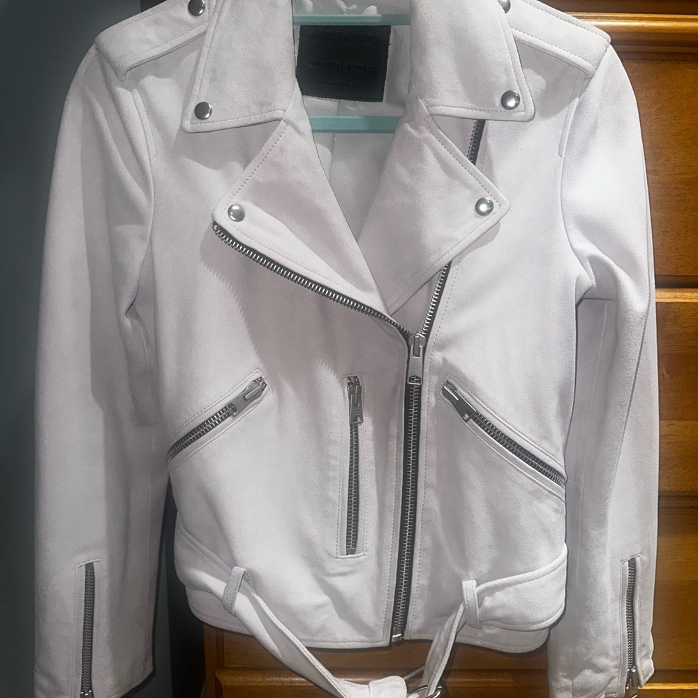 All Saints Genuine Suede Jacket with Metallic Details